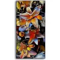 Coloray Wohnzimmer-Bild Leinwand Uhr Geräuschlos 30x60 Malerei Abstrakte Kunst Bunt - weiße Hände