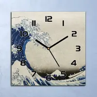 Coloray Wanduhr Echt-Glas-Küchenuhr Welle Kanagawa Quarz Lautlos 30x30 Deko Bilder