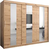 MEBLE KRYSPOL Kleiderschrank, Schiebetürenschrank Schlafzimmer, Schrank mit Spiegel POLE 250 cm