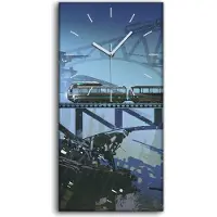 Coloray Dekor Leinwand Uhr Wandbilder 30x60 Futuristischen Zuges auf Eisenbahn - weiße Hände