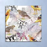 Coloray Deko Glasuhr Wanduhr 30x30 Wild Fasan rosa Quarz Küchenuhr Bürouhr