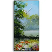 Coloray Küche Wohnzimmer Wand Leinwand Uhr 30x60 Malerei Abstrakte Blumen Bäume Fluss - weiße Hände
