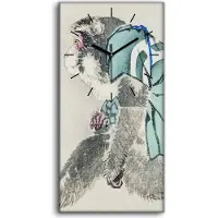 Coloray Wohnzimmer-Bild Leinwand Uhr 30x60 Malerei Asiatische Tier Affen Kunst - schwarze Hände