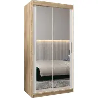 MEBLE KRYSPOL Kleiderschrank, Schiebetürenschrank Schlafzimmer, Schrank mit Spiegel TOKYO 3 100 cm