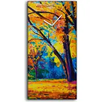 Coloray Wandbild Leinwand Bilder Wanduhr 30x60 Bild Landschaft Herbst Wald park Bäume - weiße Hände