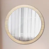 Coloray Ø100cm Spiegel - Glasrahmen mit Aufdruck - Wandspiegel Schlafzimmer - Licht Holz