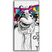 Coloray Küchenuhr Bürouhr Leinwand Uhr 30x60 Foto Wandbild Porträt einer Giraffe - weiße Hände