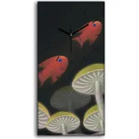 Coloray Wanduhr Bürouhr Leinwand Bild 30x60 Malerei Fantasie Surrealistische Fische - schwarze Hände