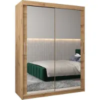 MEBLE KRYSPOL Kleiderschrank, Schiebetürenschrank Schlafzimmer, Schrank mit Spiegel TOKYO 3 150 cm