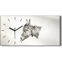 Coloray Wandbild Leinwand Bilder Wanduhr Geräuschlos 60x30 Zeichnung Tier Esel Kunst - schwarze Hände