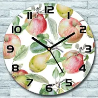 Coloray Wanduhr aus Glas Rund fi 30 Äpfel Birnen Früchte Quarz Deko Schlafzimmer Büro