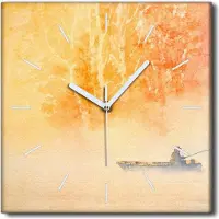 Coloray Uhr auf Leinwand 30x30 cm Wand Uhr Dekoration Wohnzimmer Segeltuch weiße Zeiger -Aquarelle Fischerschiff
