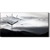Coloray Dekor Leinwand Uhr Wandbilder Geräuschlos 60x30 Malerei Berge Nebel Kunst - schwarze Hände