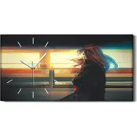 Coloray Küchenuhr Bürouhr Leinwand Uhr Geräuschlos Kunstdruck 60x30 Malerei Kunst Frauen - weiße Hände