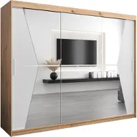 MEBLE KRYSPOL Kleiderschrank, Schiebetürenschrank Schlafzimmer, Schrank mit Spiegel MAROKO 250 cm