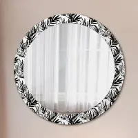 Coloray Runder Spiegel mit Modernem Aufdruck - Dekospiegel Wandmontage -Monstera- Ø80cm