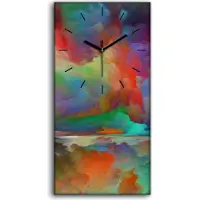 Coloray Wanduhr Leinwand Bild Uhr Geräuschlos 30x60 surreale abstrakte Landschaft - schwarze Hände