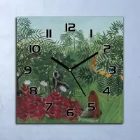 Coloray Wanduhr Echt-Glas-Küchenuhr Wald Tier Affe Natur Quarz 30x30 Deko Bilder