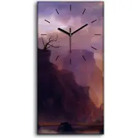 Coloray Wandbild Leinwand Bilder Wanduhr 30x60 Malerei Abstrakte Berge Wolken Natur - schwarze Hände