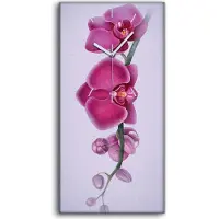 Coloray Wanduhr Uhr Wandbild Leinwand Geräuschlos 30x60 Aquarell Blumen Zweig Orchidee - weiße Hände