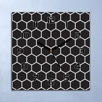 Coloray Wanduhr Echt-Glas-Küchenuhr Schwarz-weiße Wabe Quarz 30x30 Deko Bilder
