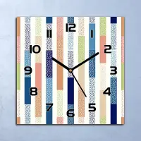 Coloray Wanduhr Echt-Glas-Küchenuhr Bunte Streifen mit kleinen Tupfen 30x30 Deko Bilder