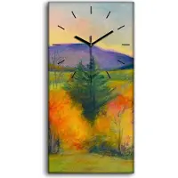 Coloray Leinwand Wanduhr Wandkunst Uhr Geräuschlos 30x60 Berg Landschaft im Herbst - schwarze Hände