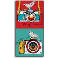 Coloray Wandbild Leinwand Bilder mit Uhr 30x60 Poster im Stil einer Pop Kunst Kamera - schwarze Hände