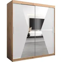 MEBLE KRYSPOL Kleiderschrank, Schiebetürenschrank Schlafzimmer, Schrank mit Spiegel MAROKO 180 cm