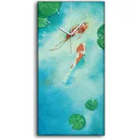 Coloray Dekor Leinwand Uhr Wandbilder Geräuschlos 30x60 Gemälde Tier Fisch Koi Kunst - weiße Hände