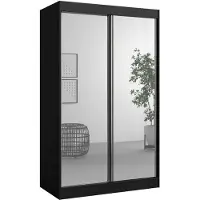 Mzm24 Schiebetürenschrank mit Spiegel Como 2D2L 120 Schwarz