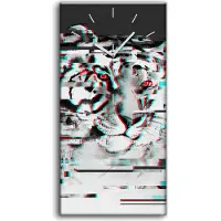 Coloray Wandbild Leinwand Bilder mit Uhr 30x60 Kunst Tier Katze Tiger Gegenwartskunst - weiße Hände