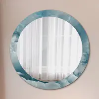 Coloray Runder Spiegel mit Modernem Aufdruck - Dekospiegel Wandmontage -Blau Onyx Marmor- Ø80cm