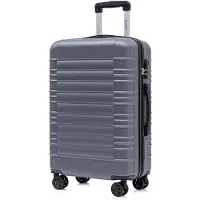 YONSLY Koffer Trolley Reisekoffer Suitcase, Rollkoffer Handgepäck ,mit 4 Rollen360°, Hartschalenreisekoffer, Zahlenschloss, Weicher Gummigriff (L,Grau)