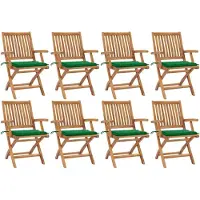 The Living Store Klappbare Gartenstühle mit Kissen 8 Stk. Massivholz Teak