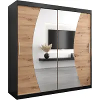 MEBLE KRYSPOL Kleiderschrank, Schiebetürenschrank Schlafzimmer, Schrank mit Spiegel WAVE 200 cm