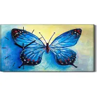 Coloray Wanduhr Bürouhr Leinwand Bild 60x30 Gemälde Insekten Käfer Schmetterling Kunst - schwarze Hände