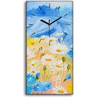 Coloray Wandbild Leinwand Bilder Wanduhr Geräuschlos 30x60 Gemälde abstrakte von Blumen - schwarze Hände