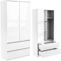 Pressiode Kleiderschrank Mehrzweckschrank 180cm 2 Türen SchubladenHochschrank Hochglanz