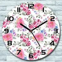 Coloray Wanduhr aus Glas Rund fi 30 Rosen Blumengarten Quarz Deko Schlafzimmer Büro