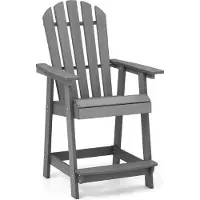 KOMFOTTEU Hochstuhl für den Garten mit Fußstütze, Adirondack Stuhl aus HDPE, Belastung 150 kg, 70 x 85 x 119