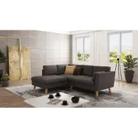 S-Style Möbel - Ecksofa mit Holzfüßen im skandinavischen Stil Elma aus Braun - Khaki Luxusmicrofaser - Ottomane links, B/T/H: 221 cm/ 186 cm/ 90 cm