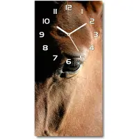 Tulup Wanduhr aus Glas – 30x60 cm - Glasbild - Glasuhr - Gehärtetes Glas -Pferd