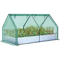 Markenlos Gartenzwerg mit Galvanisiertem Metallbeet und PVC-Abdeckung - 3-in-1 Gemüse- und Blumenbeet