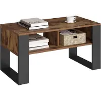 Woltu Couchtisch, Beistelltisch modern, 2 offene Fächer, Holzoptik Vintage