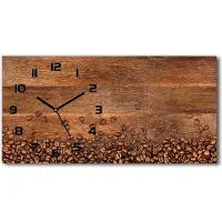 Tulup Wanduhr aus Glas – 60x30 cm - Glasbild - Glasuhr - Gehärtetes Glas - schwarze-zeiger - Kaffeebohnen