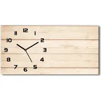 Tulup Wanduhr aus Glas – 60x30 cm - Glasbild - Glasuhr - Gehärtetes Glas - schwarze-zeiger - Holzuntergrund
