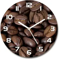 Tulup Wanduhr aus Glas 30fi Glasbild Glasuhr Gehärtetes Glas - weisse-zeiger - Coffee beans