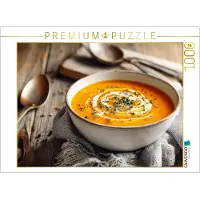 CALVENDO Puzzle Cremige Kürbissuppe mit Kokos und frischen Kräutern | 1000 Teile Lege-Größe 64 × 48 cm Foto-Puzzle für glückliche Stunden