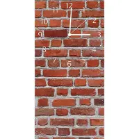 Wallario Design Wanduhr Rote Ziegelsteinwand - Backsteine aus Echtglas, Größe 30 x 60 cm